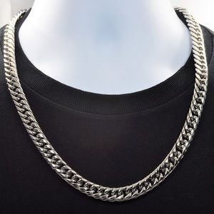 Mens Stainless Steel Double Cuban Link Chain Necklace
